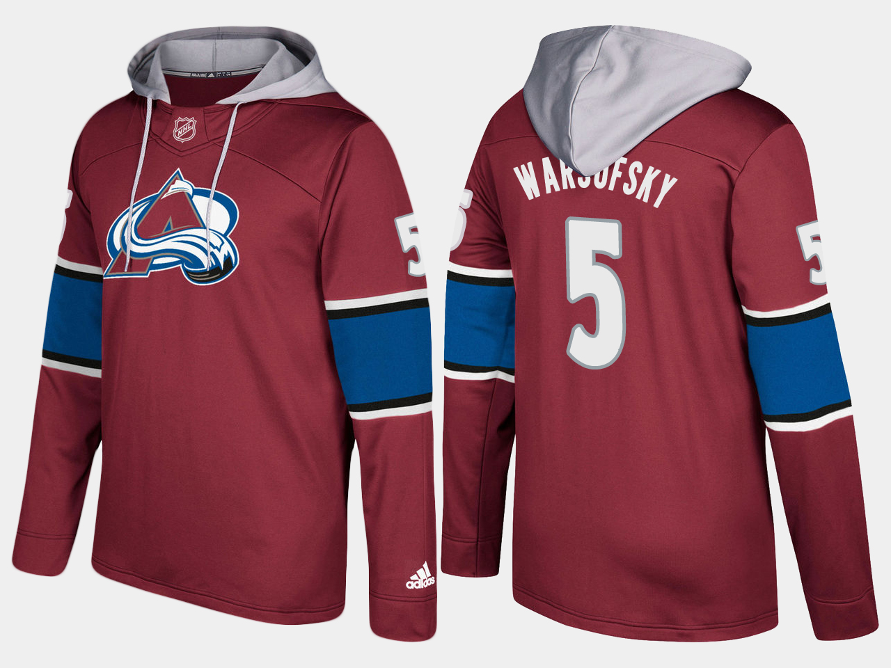 Men NHL Colorado avalanche #5 david warsofsky burgundy hoodie->colorado avalanche->NHL Jersey